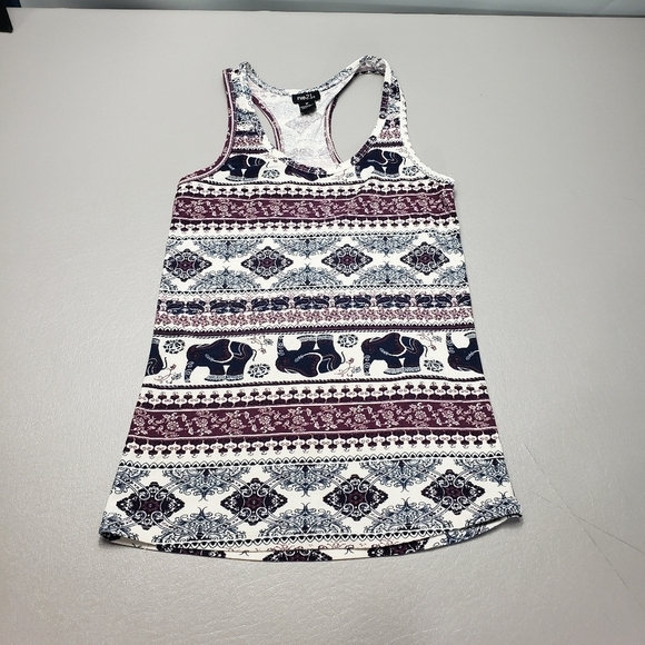 3/$15 Rue21 elephant aztec summer racerback tank top women's size medium - Picture 1 of 7